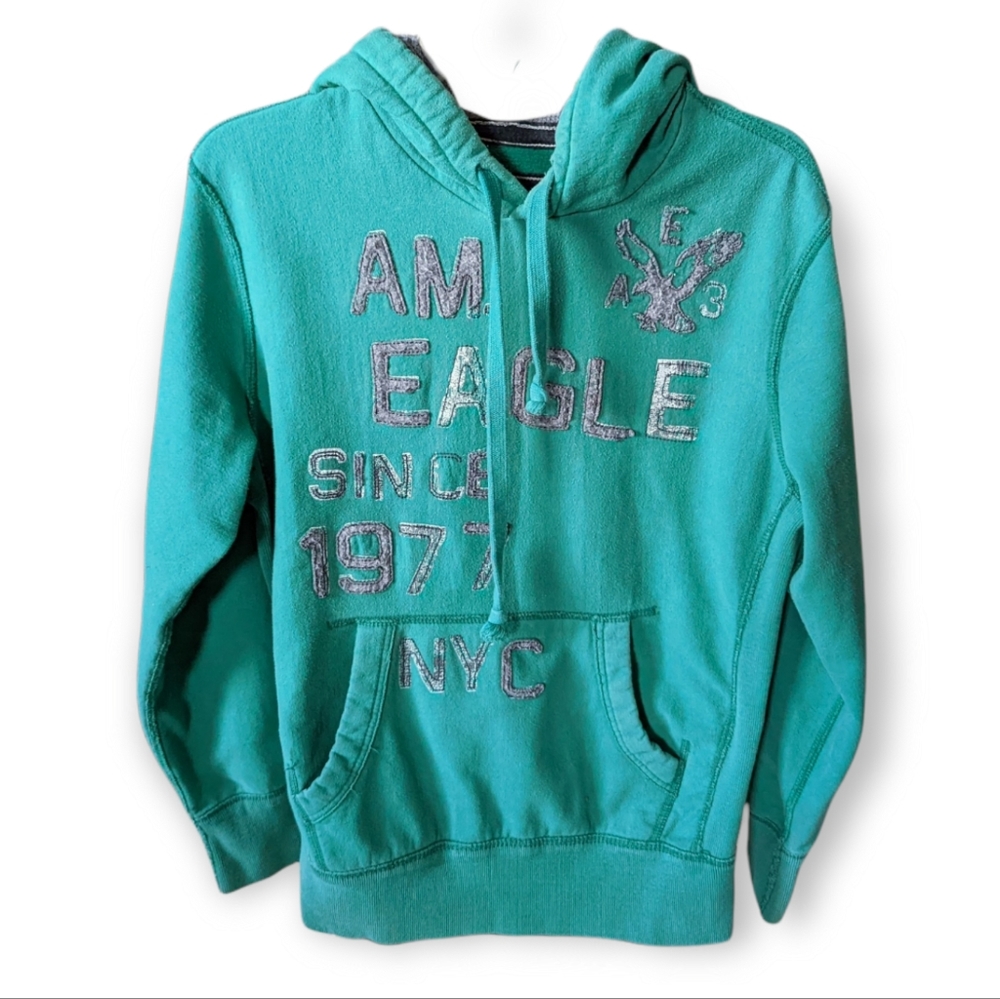 American Eagle Green Pullover Hoodie Size Small